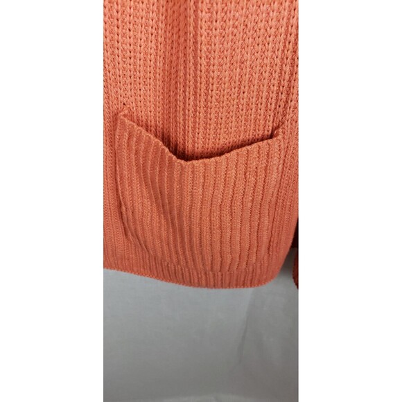 Soft Surroundings Highland Tunic Sweater‎ L Chunky Knit Coral Orange Pocket Cozy - Picture 5 of 6
